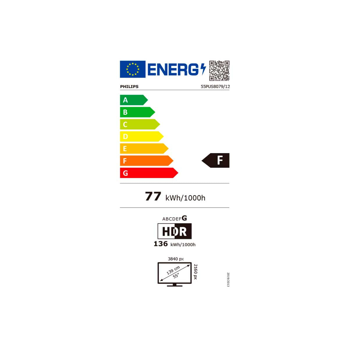 Televisor Smart TV 55PUS8079 4K UHD 55’’ Ambilight Titan OS F negro eficiencia energética