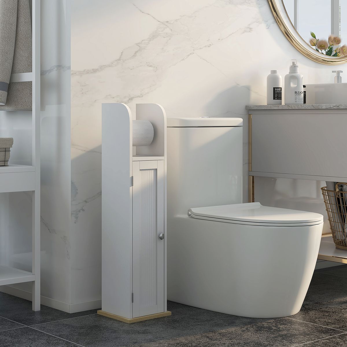 Armario auxiliar Turhe 3 compartimentos blanco 80x20x20 cm