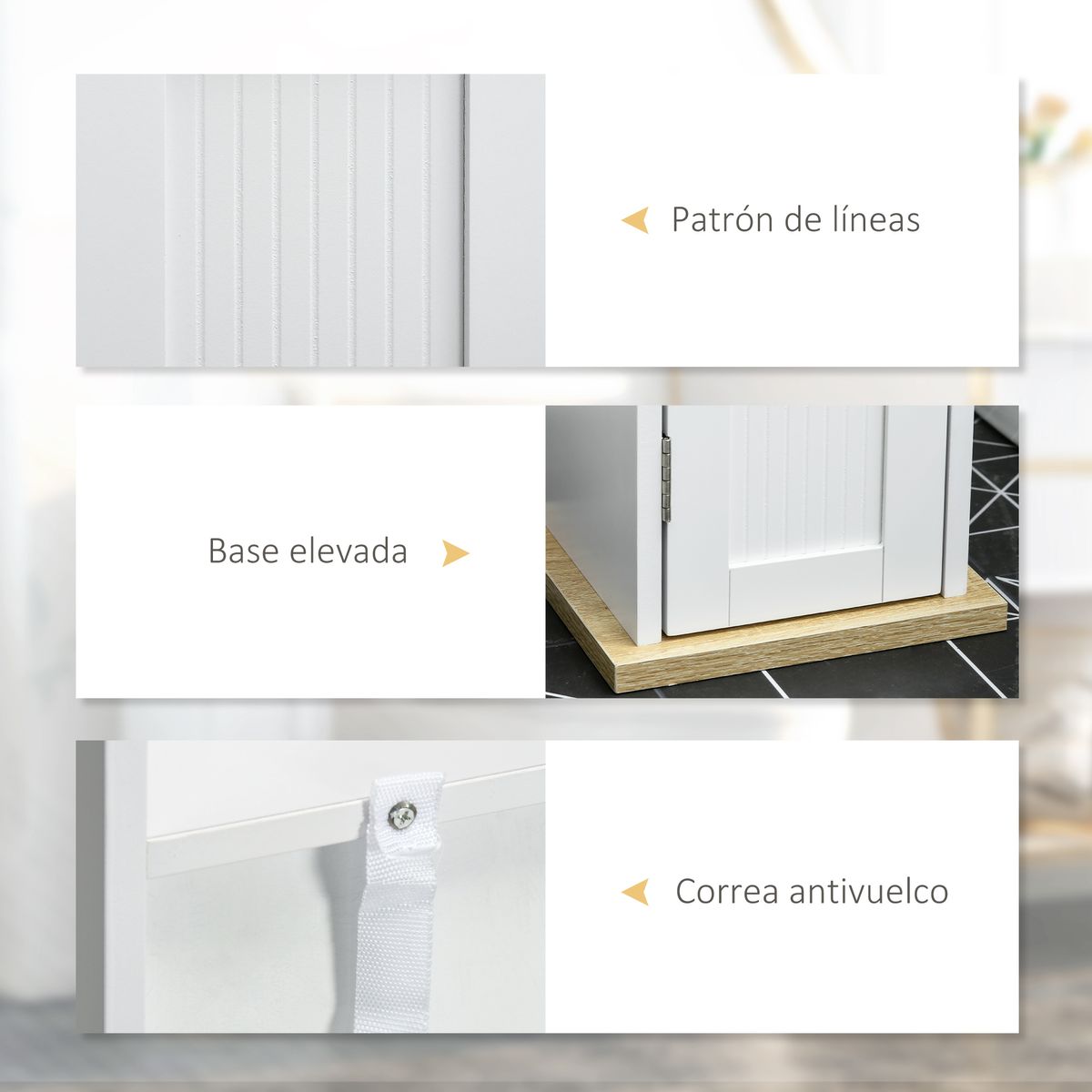 Armario auxiliar Turhe 3 compartimentos blanco 80x20x20 cm