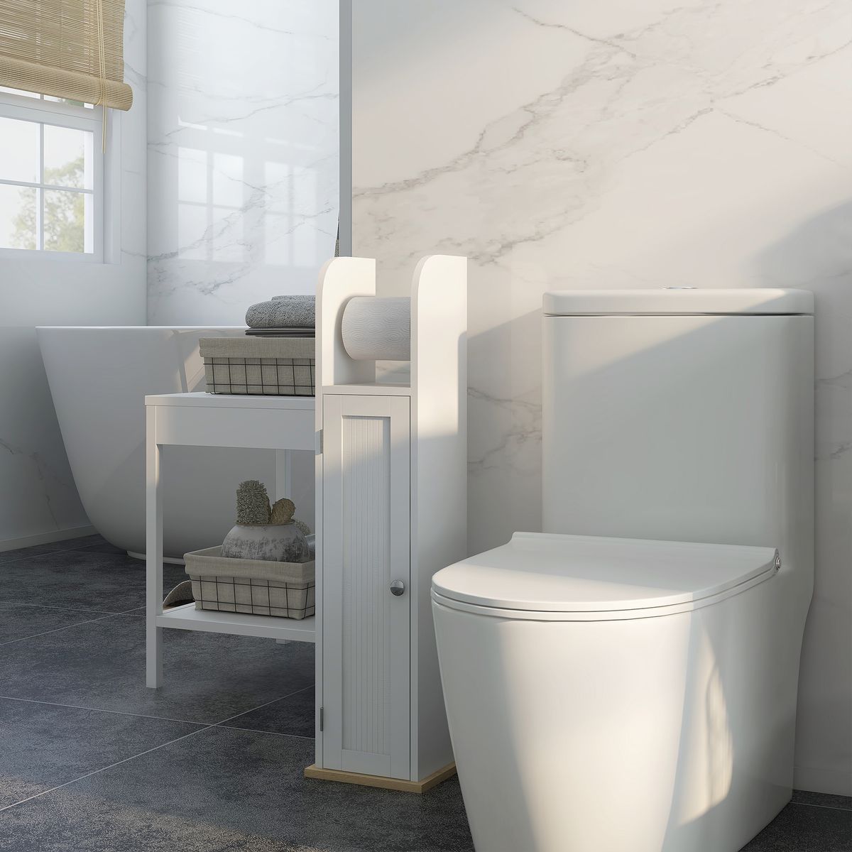 Armario auxiliar Turhe 3 compartimentos blanco 80x20x20 cm