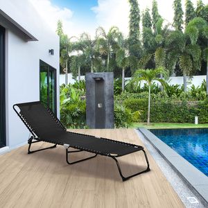 Tumbona Guadix Outsunny plegable respaldo ajustable negro 30x197x58 cm