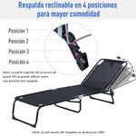 Tumbona Guadix Outsunny plegable respaldo ajustable negro 30x197x58 cm