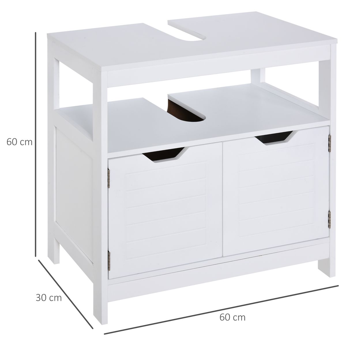 Armario para lavabo Glow Kleankin 2 armarios con estante blanco 60x60x30 cm