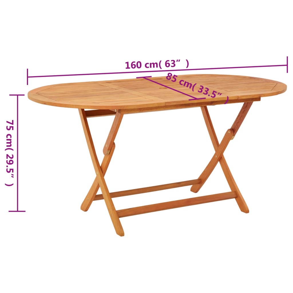 Mesa de jardín Mountain plegable madera de eucalipto 75x160x85 cm