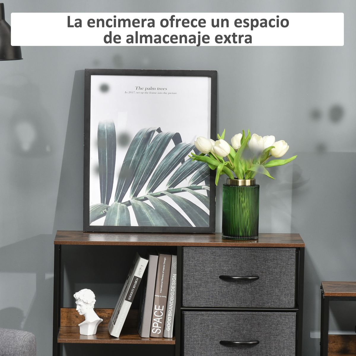 Cómoda Scala Homcom 3 cajones + 2 estantes marrón/gris 71x80x29 cm
