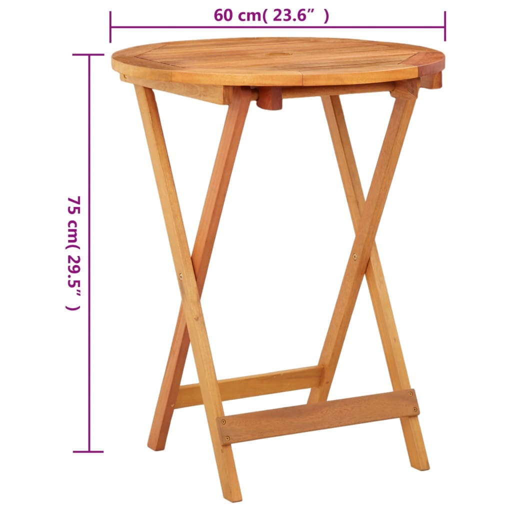 Mesa de jardín Colina plegable madera de eucalipto Ø60x75 cm