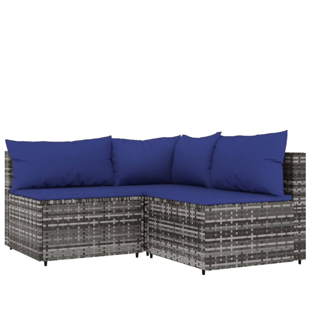 Conjunto de jardín Millor 3 piezas gris/azul 57,5x126x126 cm