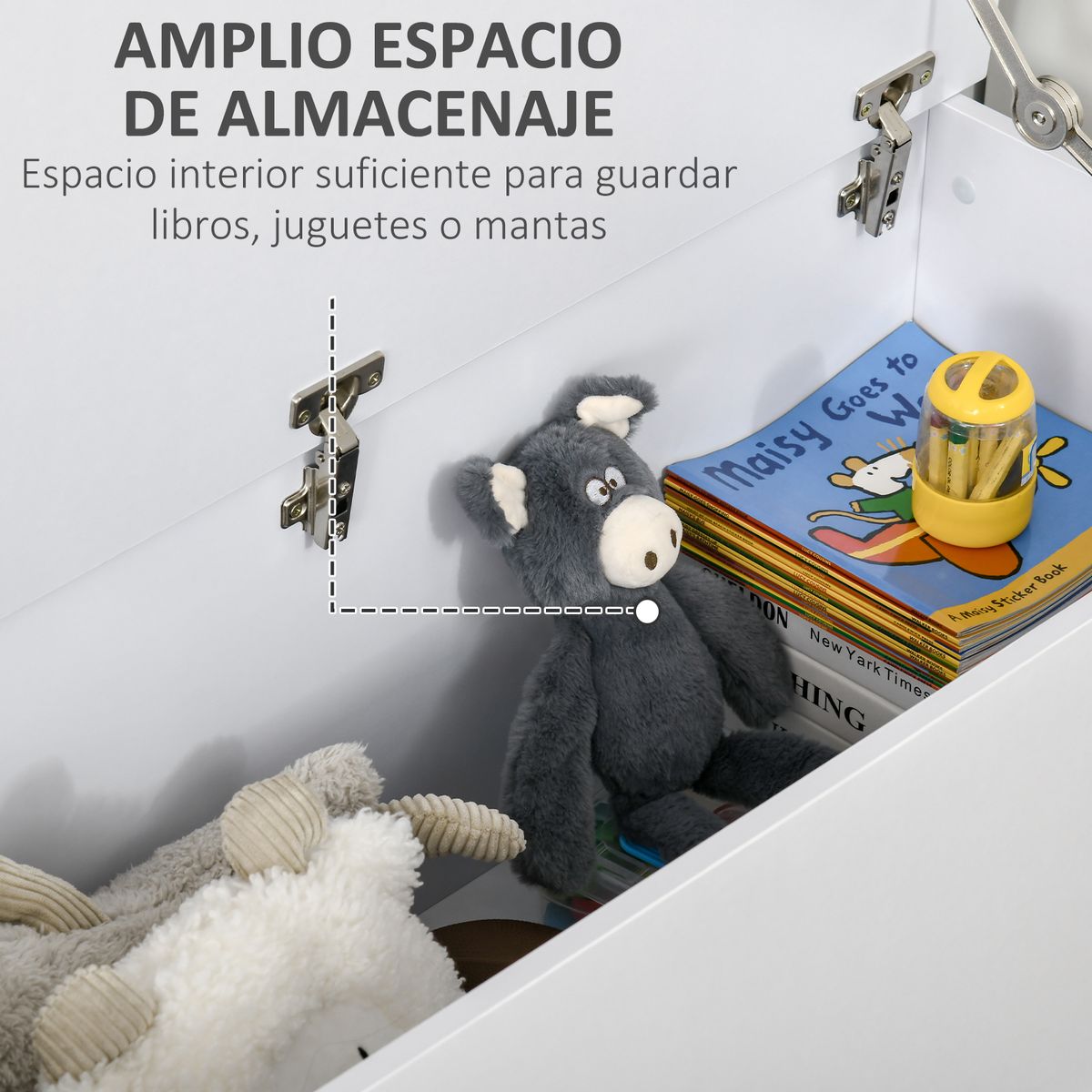 Baúl Tundra Homcom con tapa blanco 40x100x40 cm