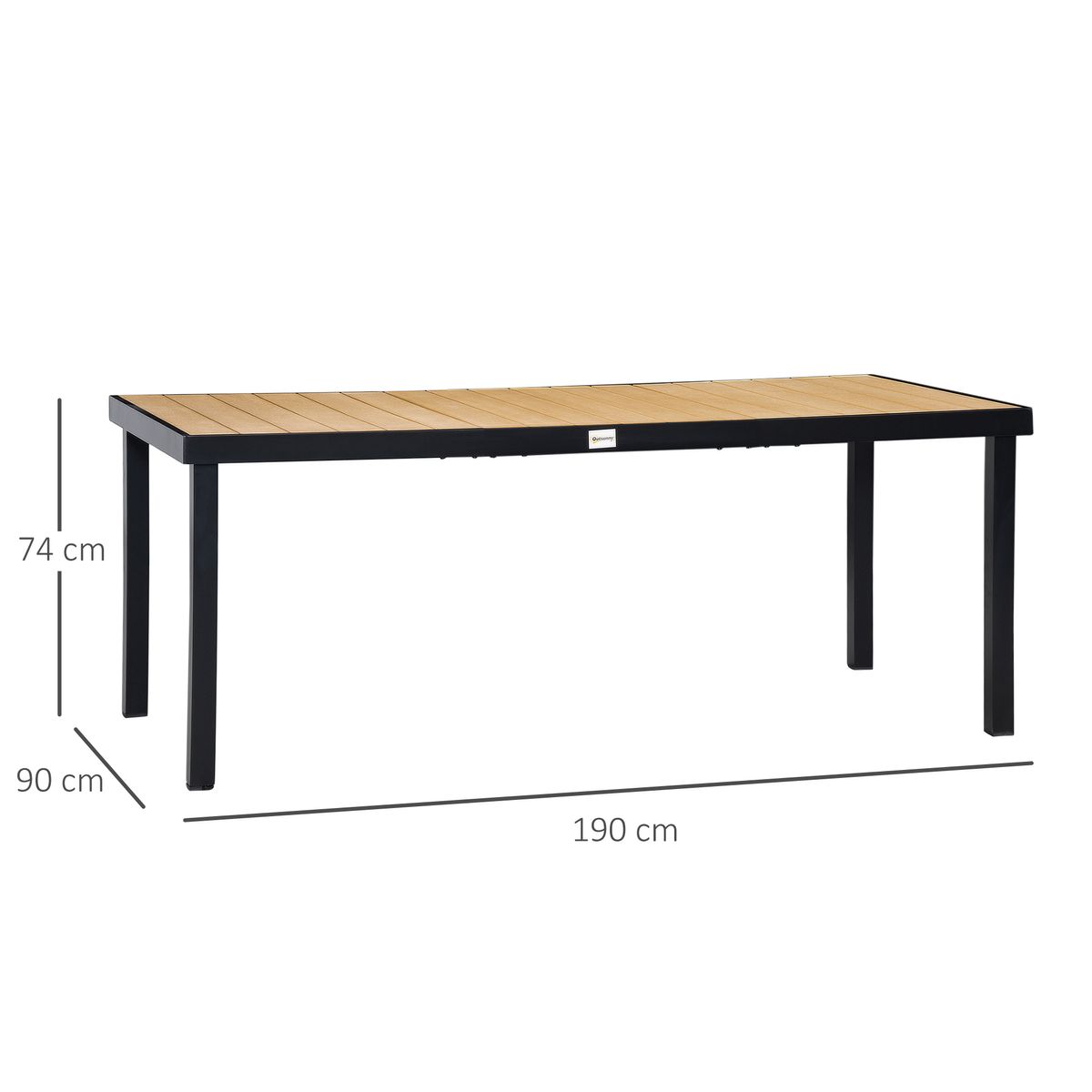 Mesa de jardín Jucar Outsuny 8 personas natural/negro 74x190x90 cm