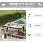 Mesa de jardín Jucar Outsuny 8 personas natural/negro 74x190x90 cm