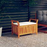 Banco de almacenaje Natur madera de acacia blanco 60x91x50 cm