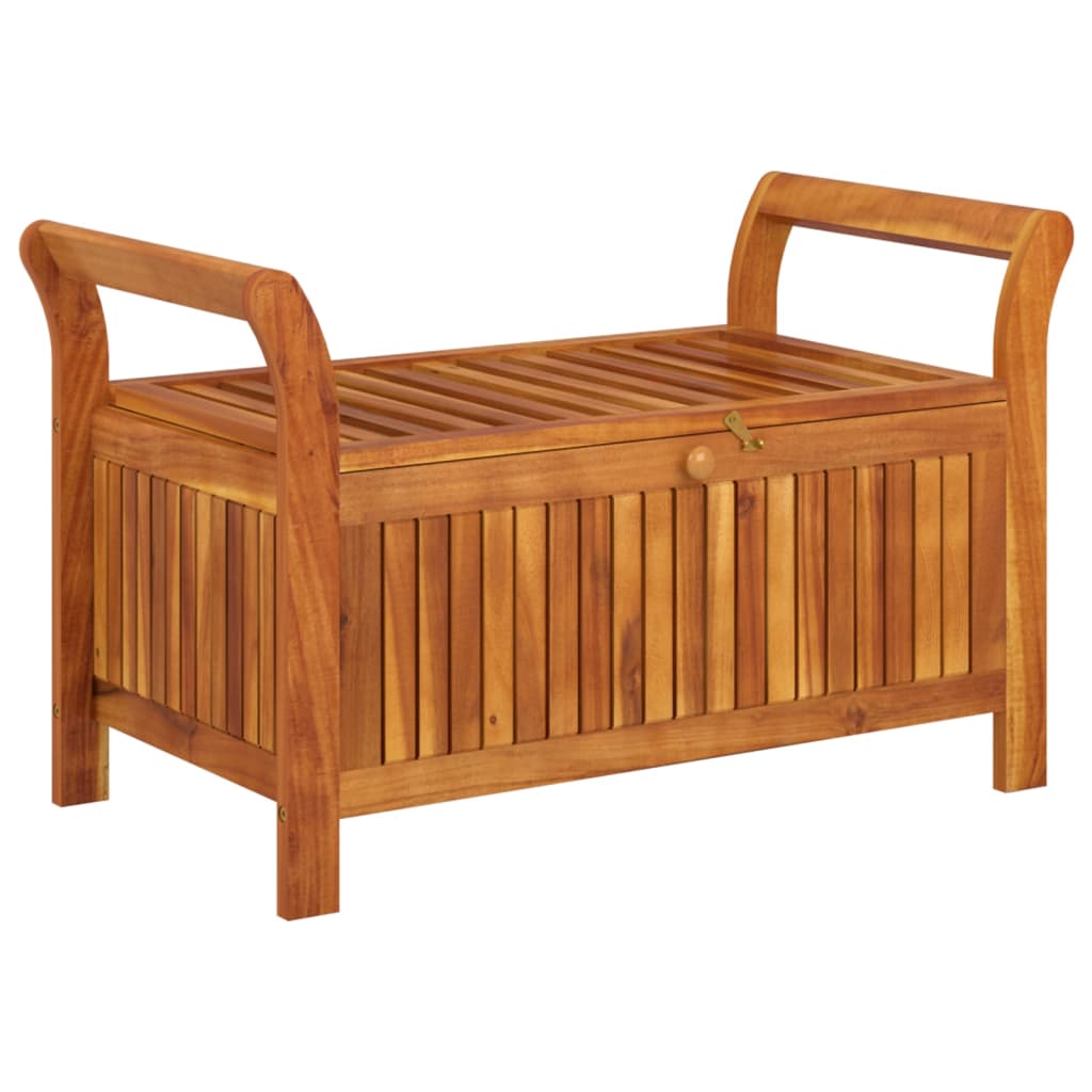 Banco de almacenaje Natur madera de acacia blanco 60x91x50 cm