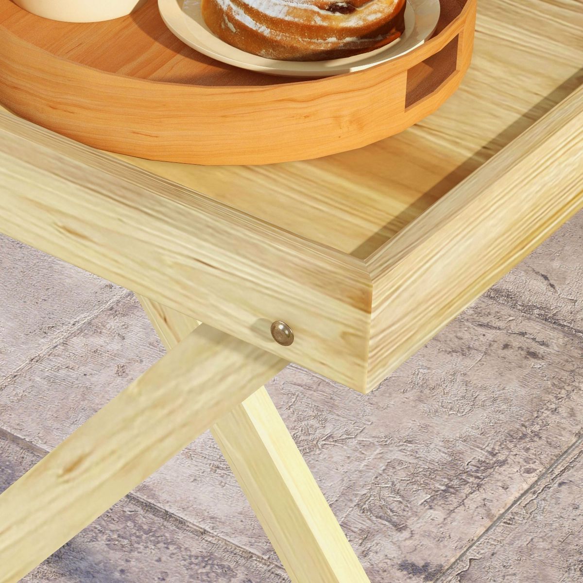 Mesa auxiliar de exterior Segura Outsunny natural 75x68x44 cm