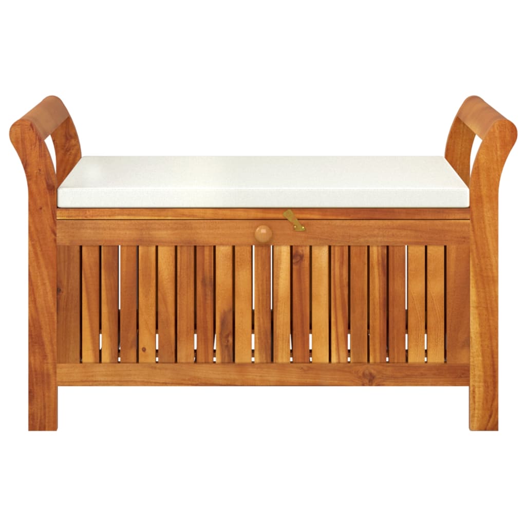 Banco de almacenaje Natur madera de acacia blanco 60x91x50 cm