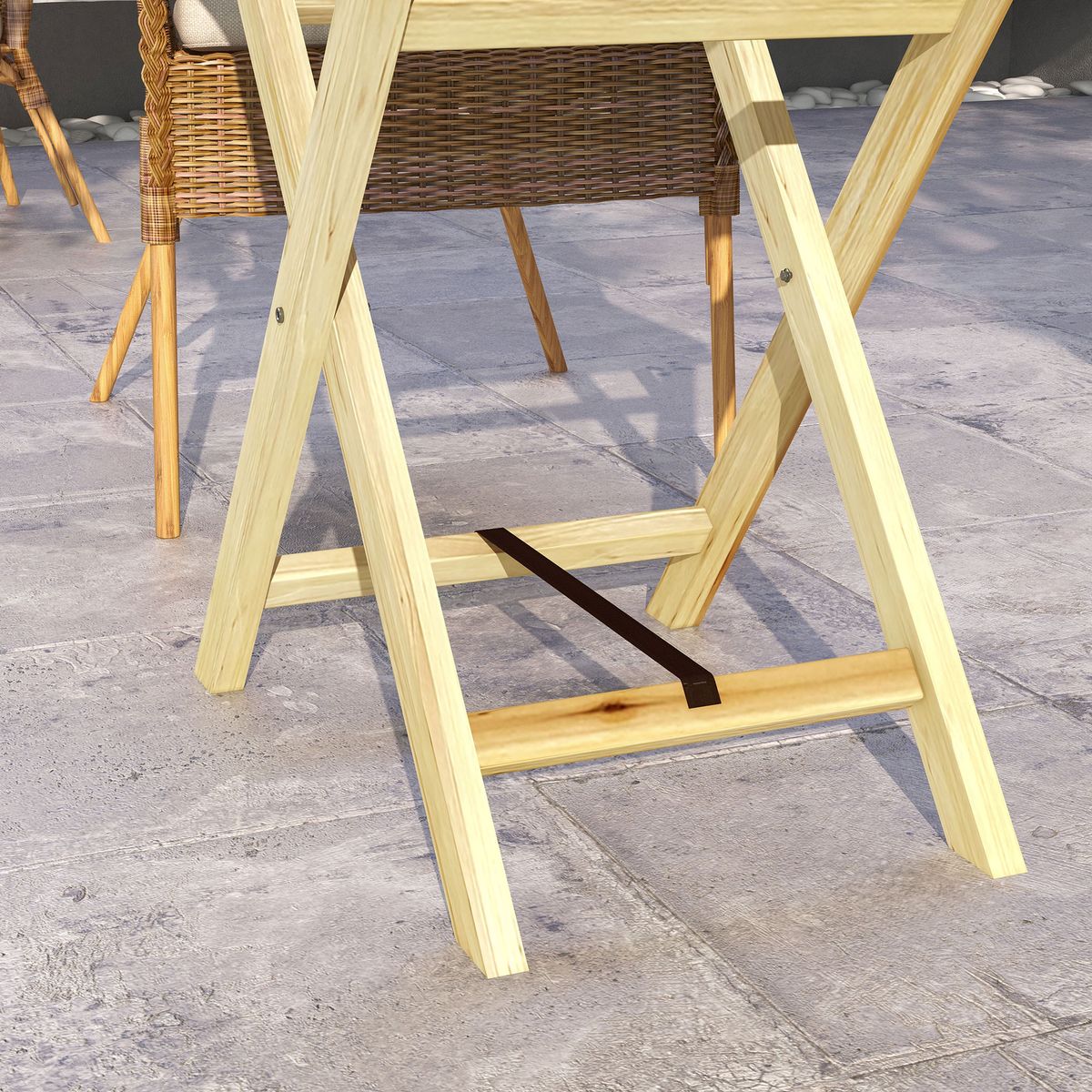 Mesa auxiliar de exterior Segura Outsunny natural 75x68x44 cm