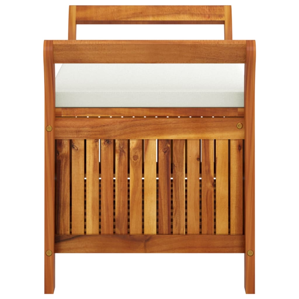 Banco de almacenaje Natur madera de acacia blanco 60x91x50 cm