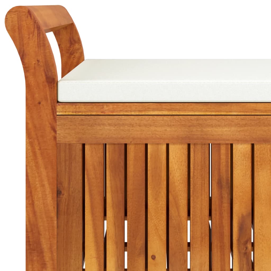 Banco de almacenaje Natur madera de acacia blanco 60x91x50 cm
