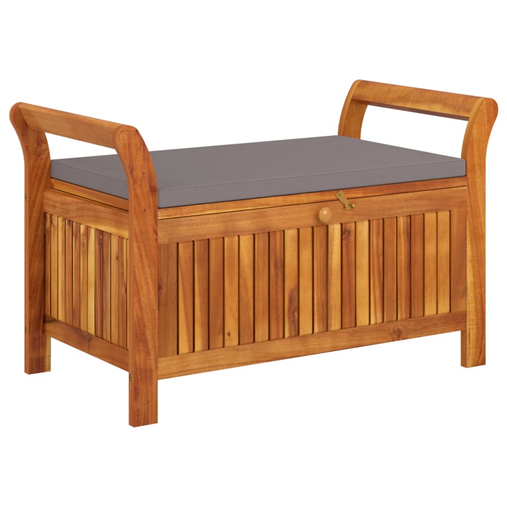 Banco de almacenaje Natur madera de acacia gris 60x91x50 cm