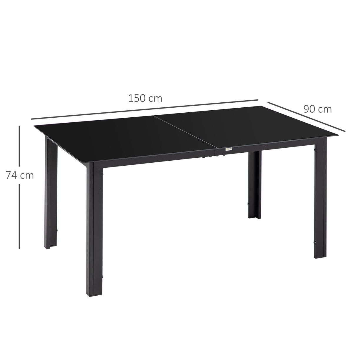 Mesa de jardín Tajo Outsunny 6 personas negro 74x150x90 cm