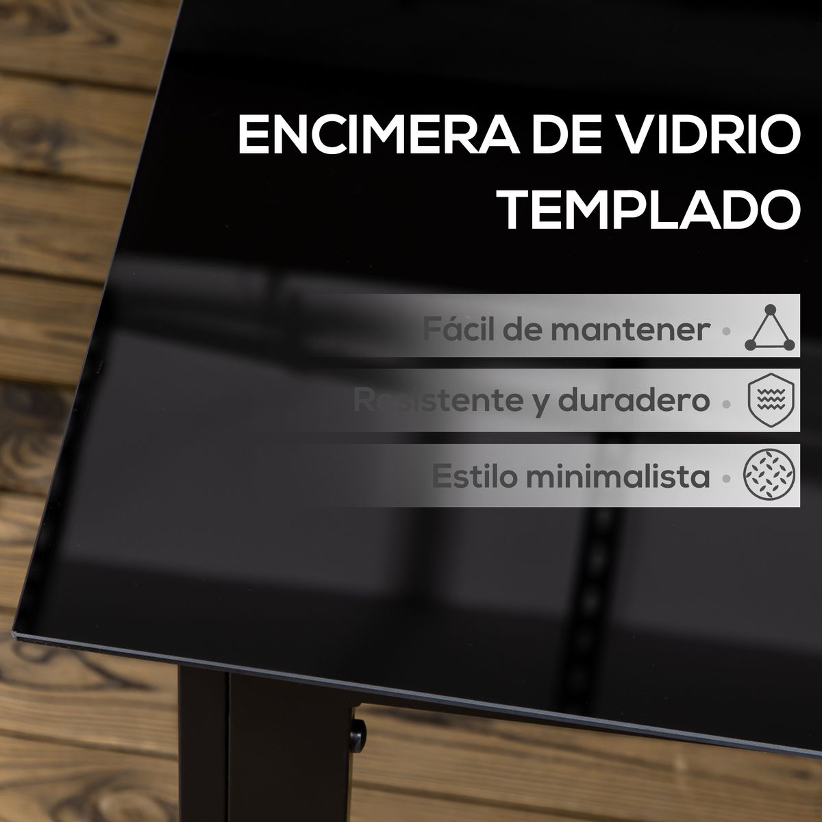 Mesa de jardín Tajo Outsunny 6 personas negro 74x150x90 cm