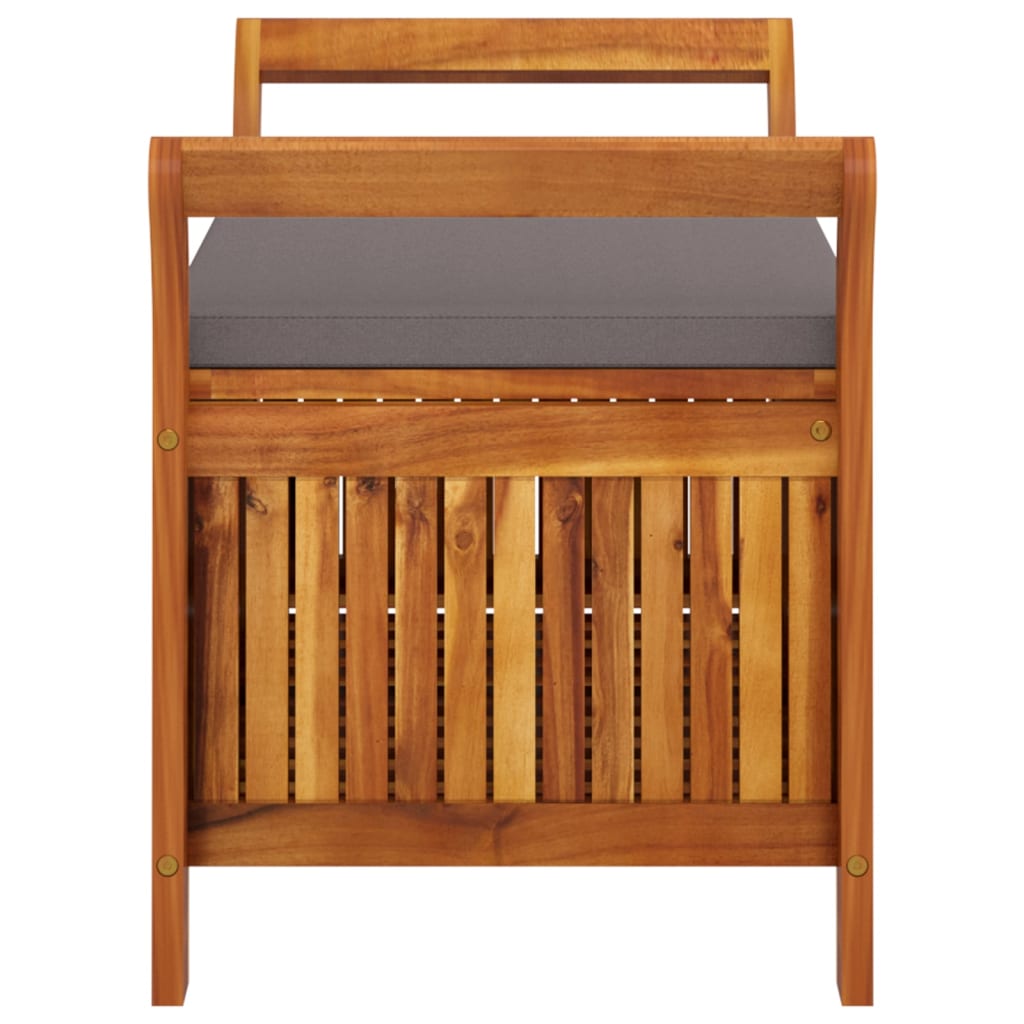 Banco de almacenaje Natur madera de acacia gris 60x91x50 cm