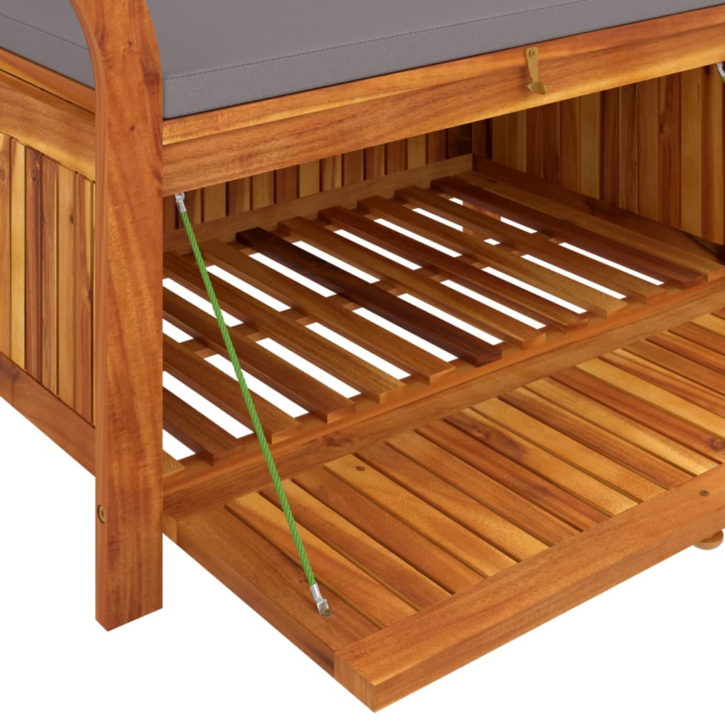Banco de almacenaje Natur madera de acacia gris 60x91x50 cm