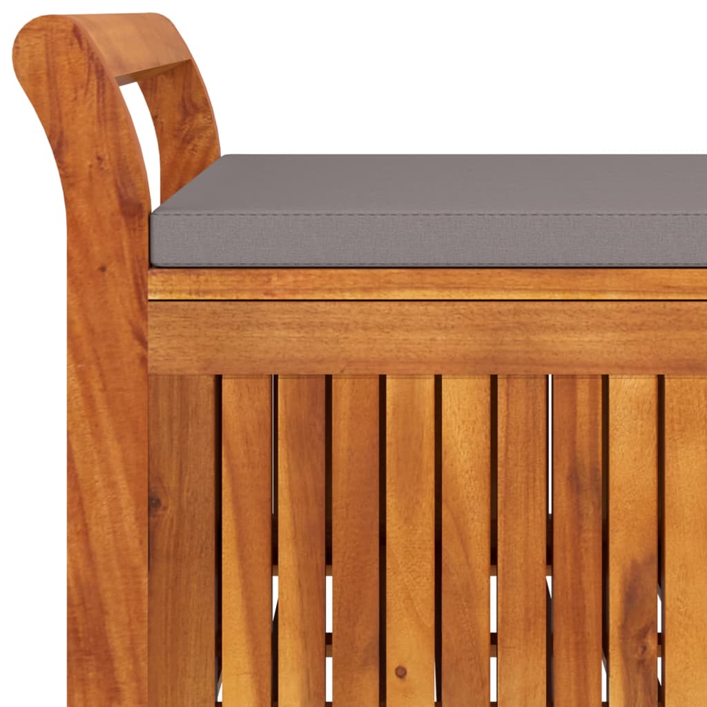 Banco de almacenaje Natur madera de acacia gris 60x91x50 cm