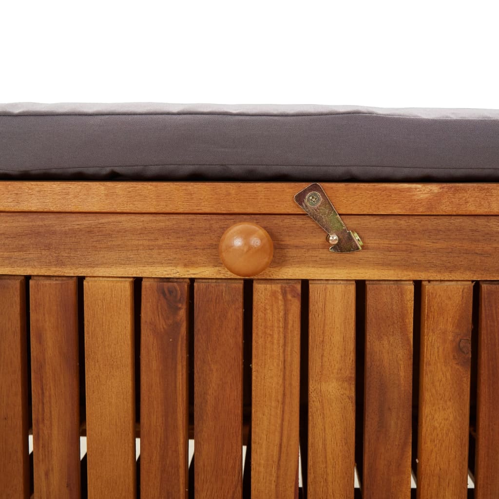 Banco de almacenaje Natur madera de acacia gris 60x91x50 cm