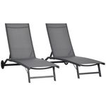 Pack de 2 tumbonas Lucas Outsunny reclinables con ruedas gris oscuro 102x165x66 cm