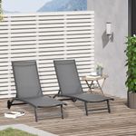 Pack de 2 tumbonas Lucas Outsunny reclinables con ruedas gris oscuro 102x165x66 cm animada