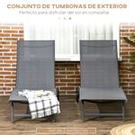 Pack de 2 tumbonas Lucas Outsunny reclinables con ruedas gris oscuro 102x165x66 cm