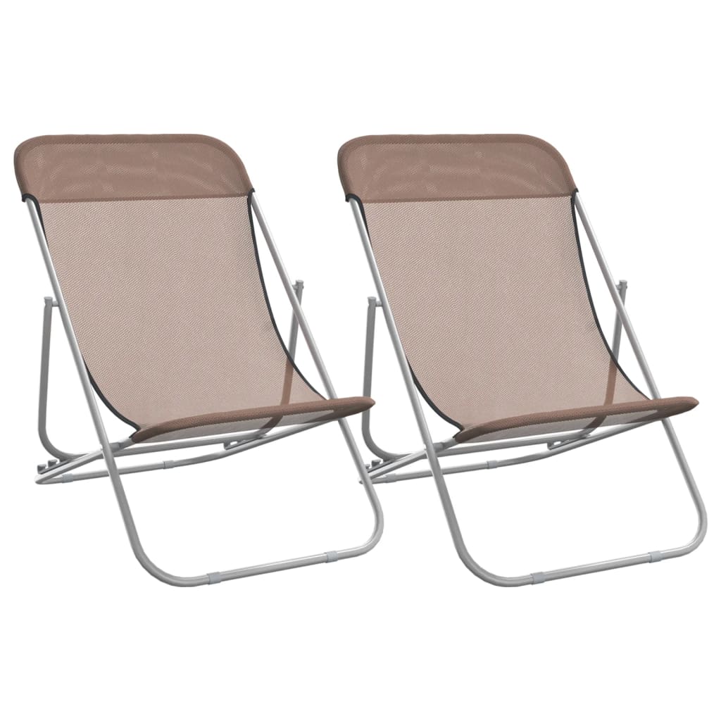 Pack de 2 sillas de exterior plegable ajustable 3 posiciones marrón 83x85x58 cm