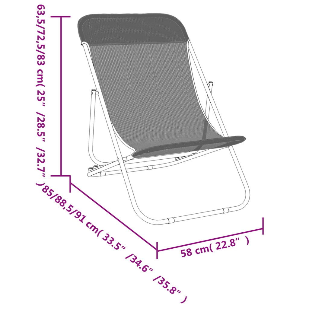Pack de 2 sillas de exterior plegable ajustable 3 posiciones marrón 83x85x58 cm