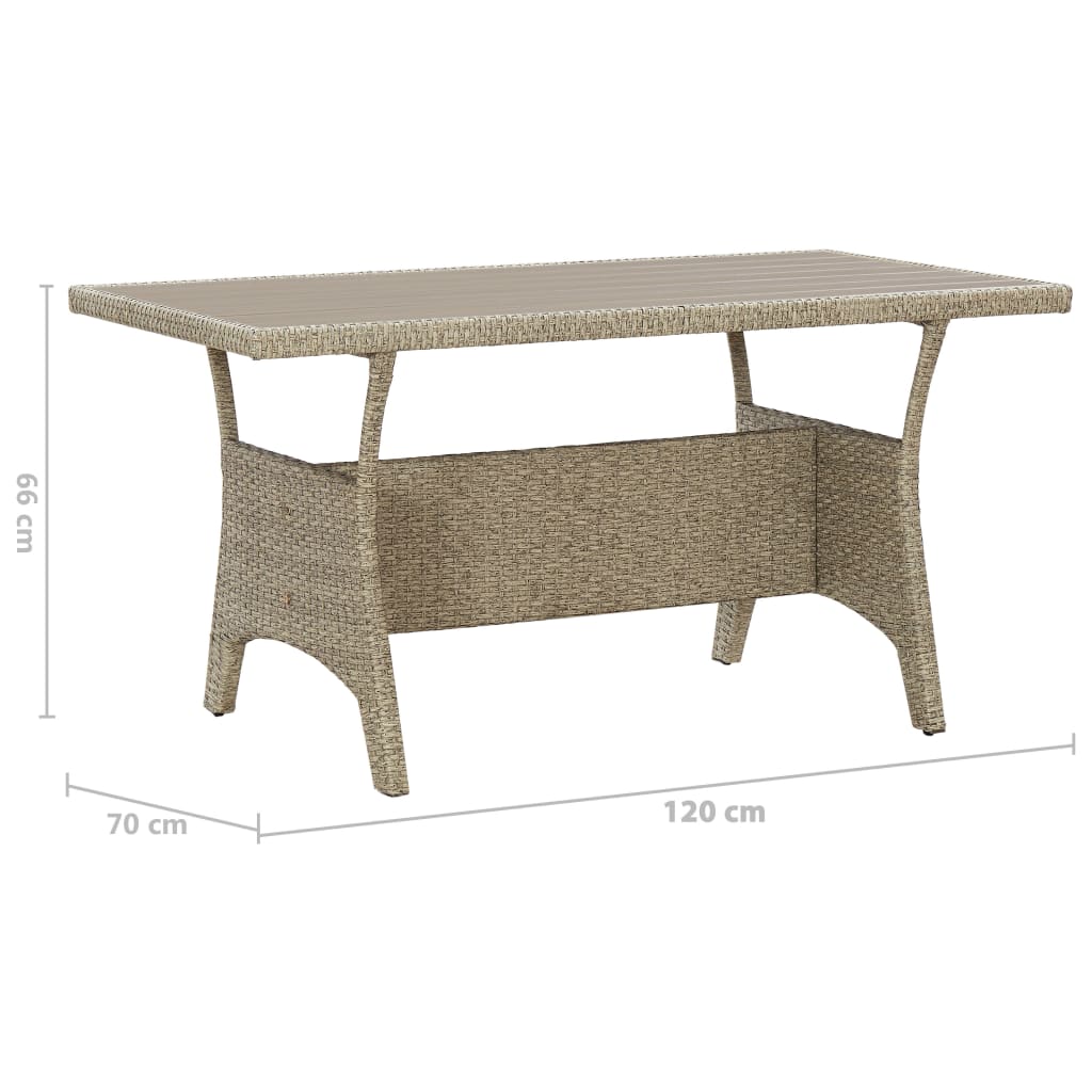 Mesa de jardín Faro gris 66x120x70 cm medidas