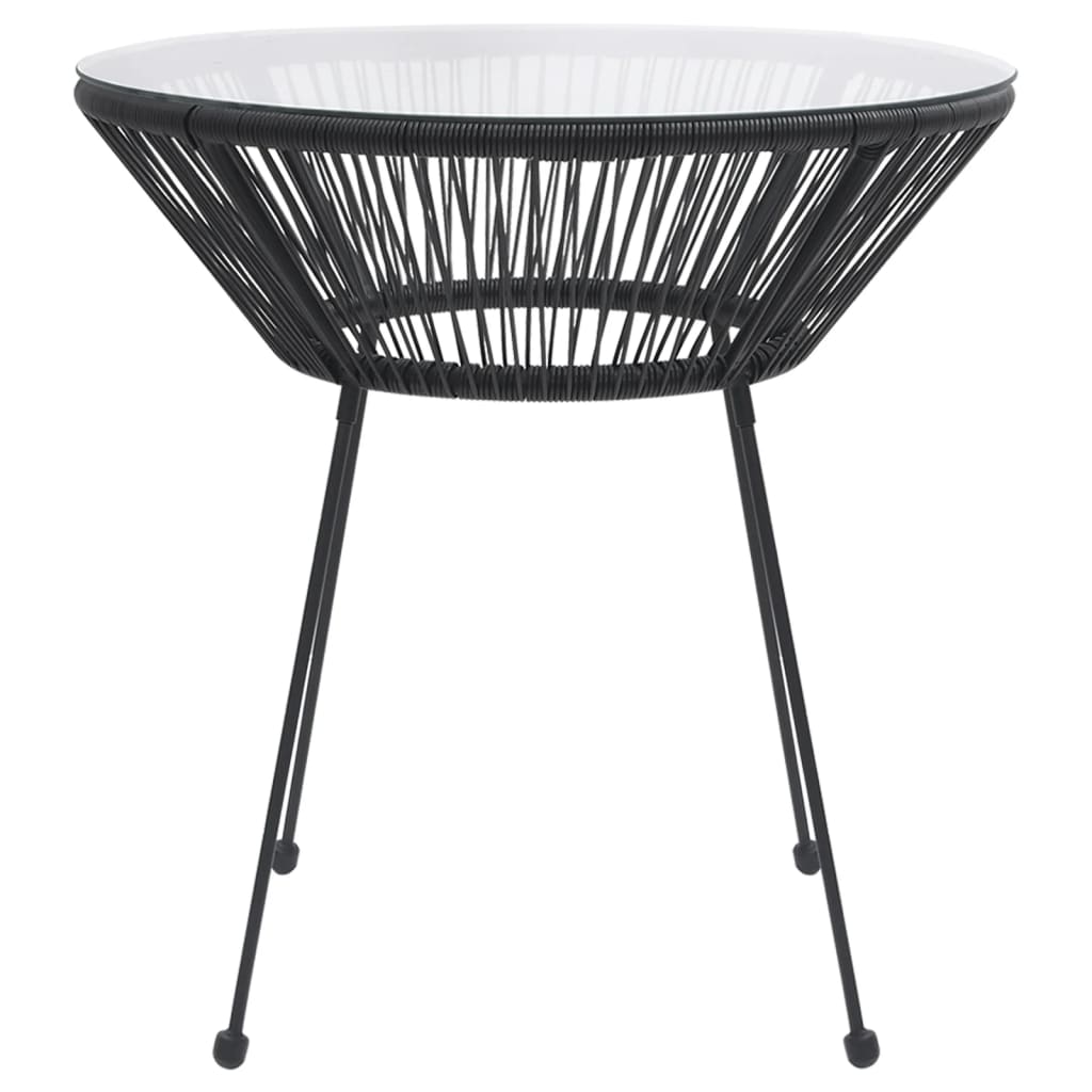 Mesa de jardín Tambor acero y vidrio negro Ø70 x 74 cm