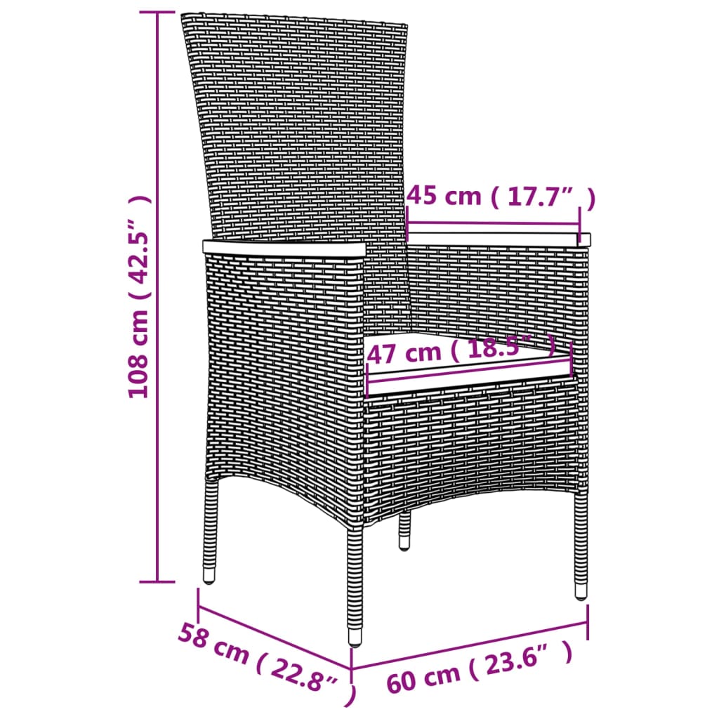 Conjunto de jardín Sintra 4 sillas + mesa gris