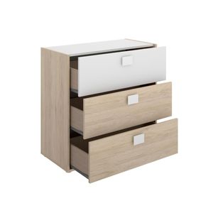 Conjunto de dormitorio Dina Pack 4 armario + cómoda + mesita + cama blanco/natural
