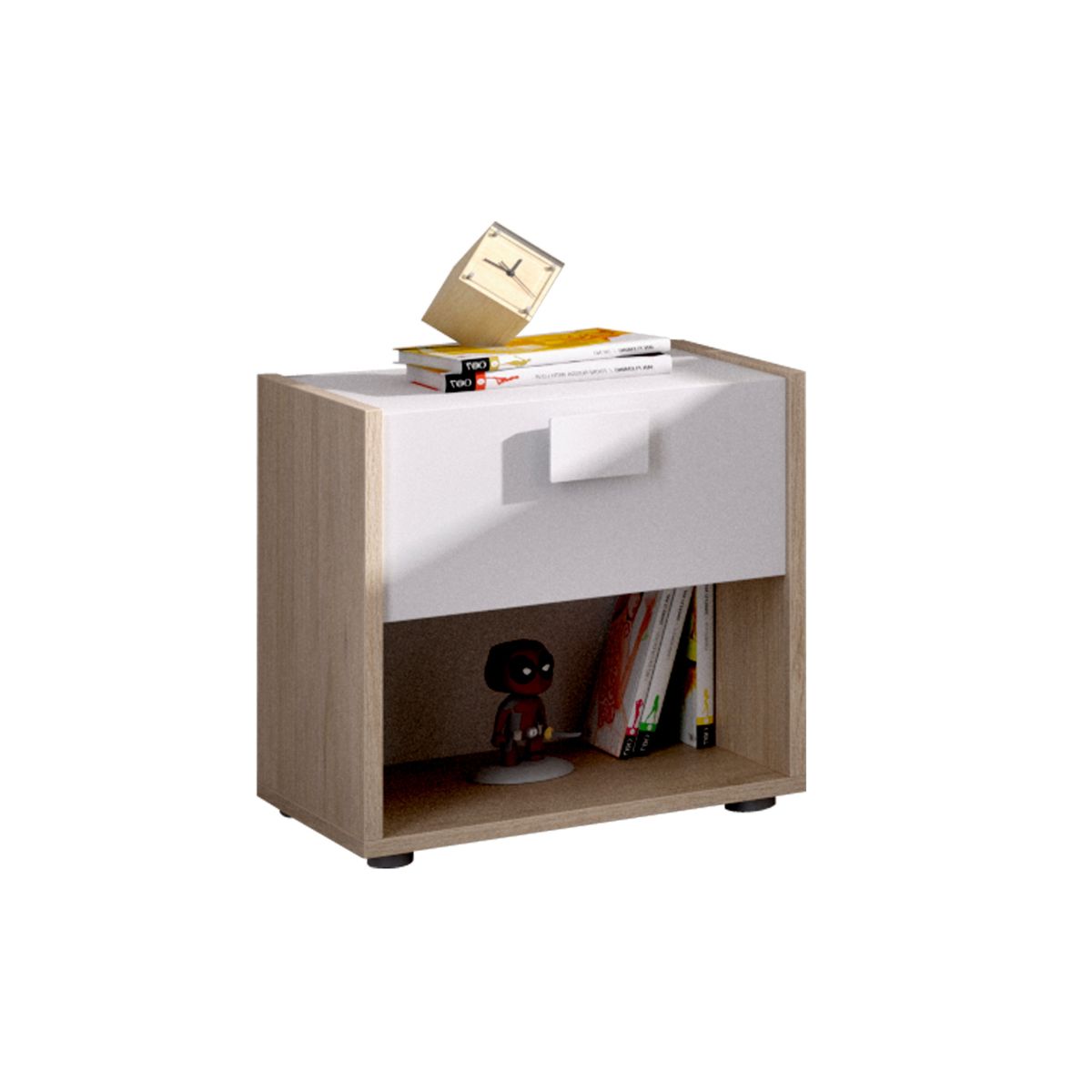 Conjunto-de-dormitorio-Dina-Pack-4-armario---comoda---mesita---cama-blanco-natural--mesita