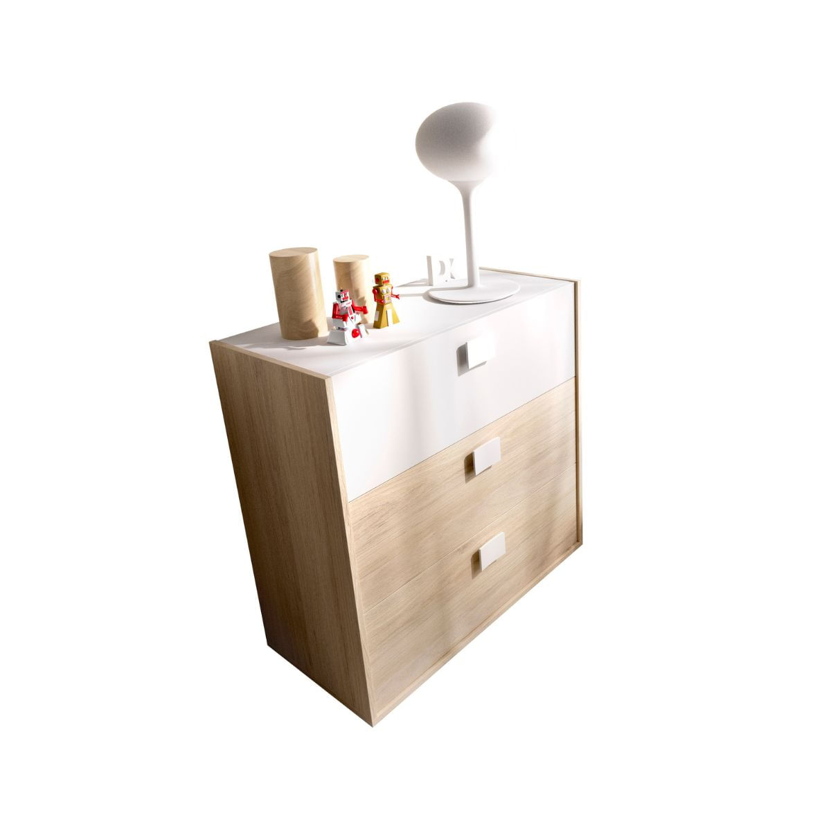 Conjunto-de-dormitorio-Dina-Pack-3-cama---comoda---mesita-blanco-natural-comoda