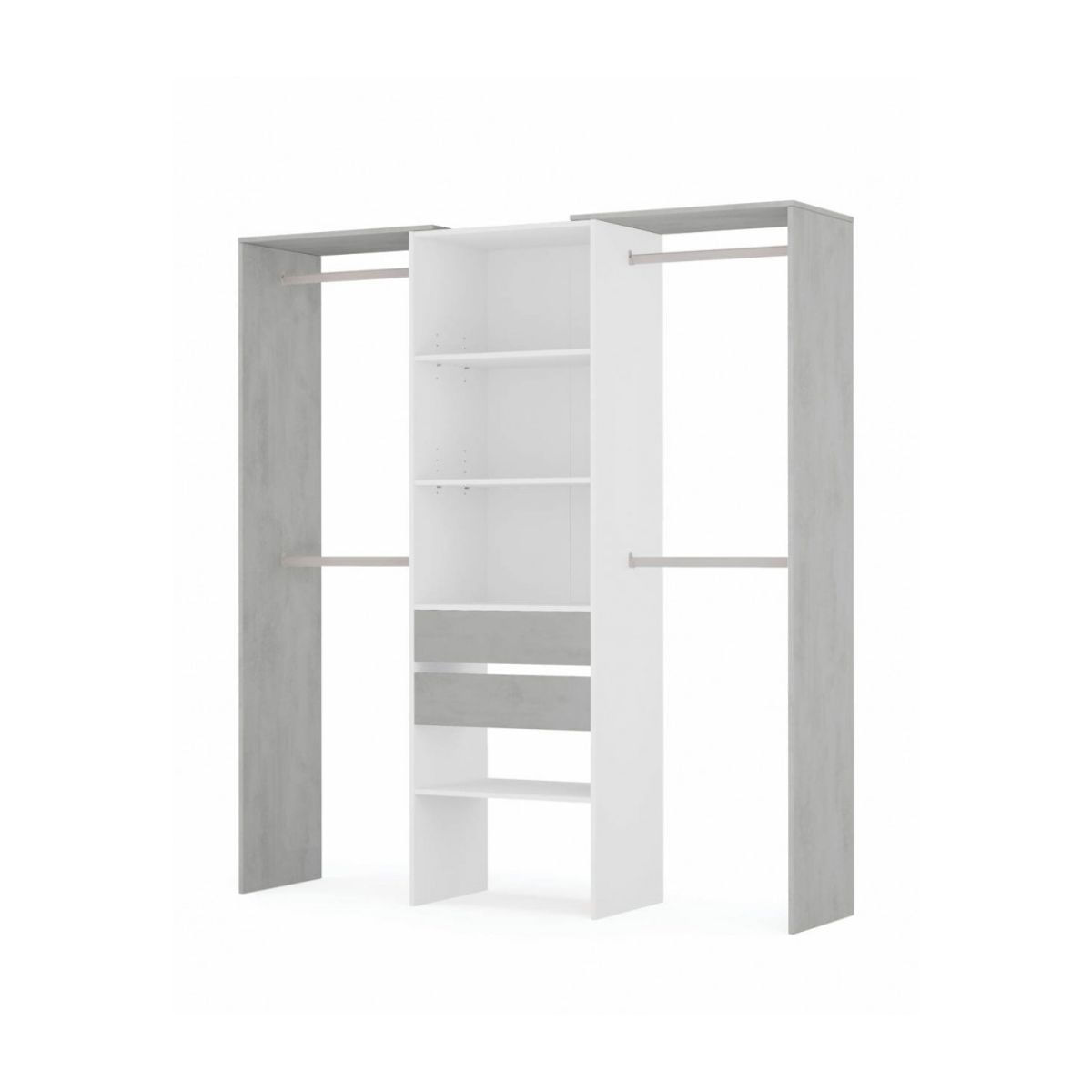 Armario-vestidor-Drest-4-barras-para-colgar---4-estantes---2-cajones-blanco-202x179x50-cm