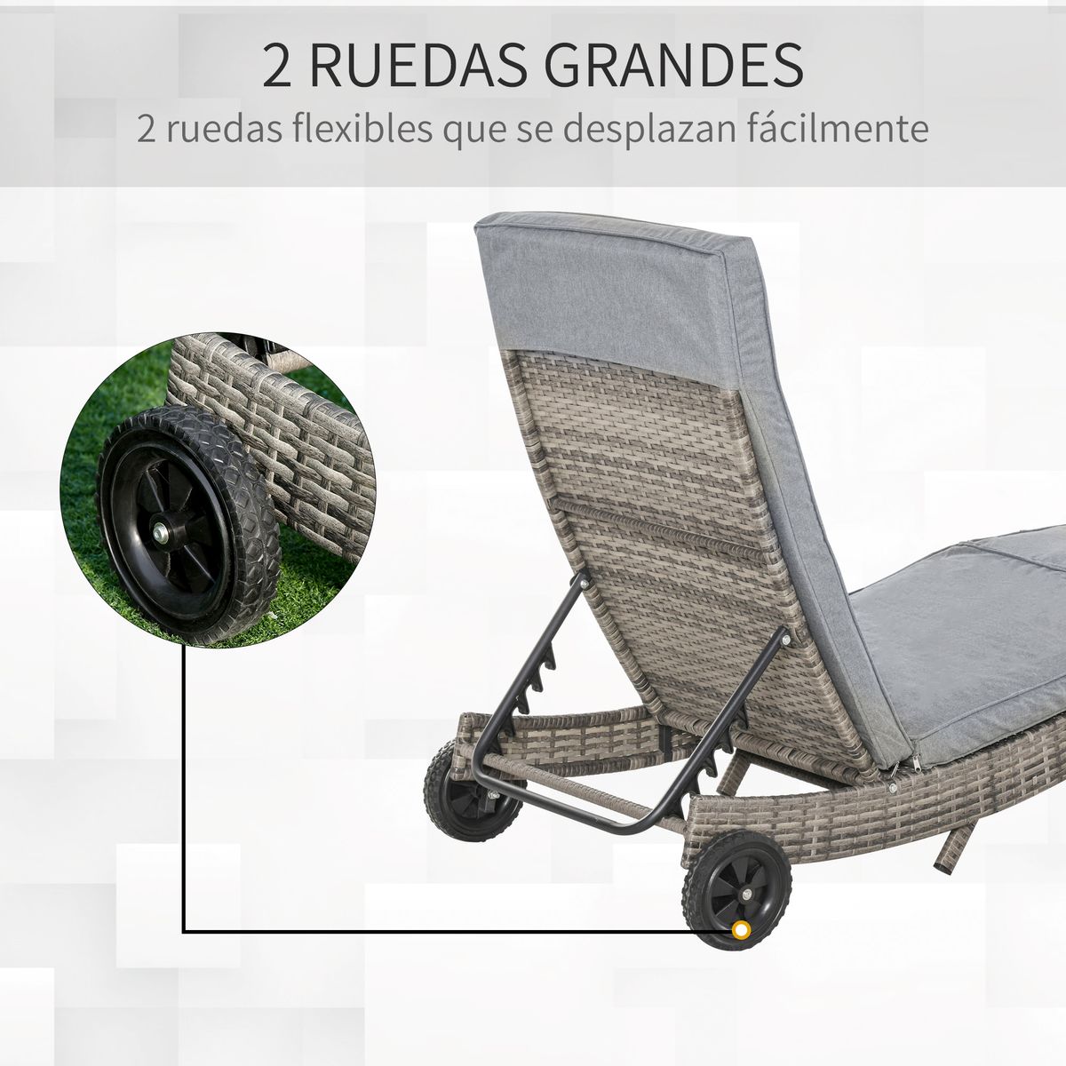Tumbona Celeste Outsunny respaldo ajustable 5 posiciones gris 70x207x70 cm