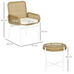 Conjunto de jardín Milán Outsunny 2 sillas + mesa natural