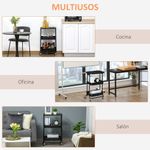 Carrito auxiliar Cosh Homcom 3 niveles negro 76,5x46x34,5 cm