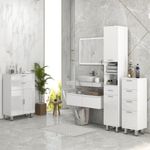 Mueble auxiliar Volco Kleankin 4 cajones blanco brillo 93x30x30 cm