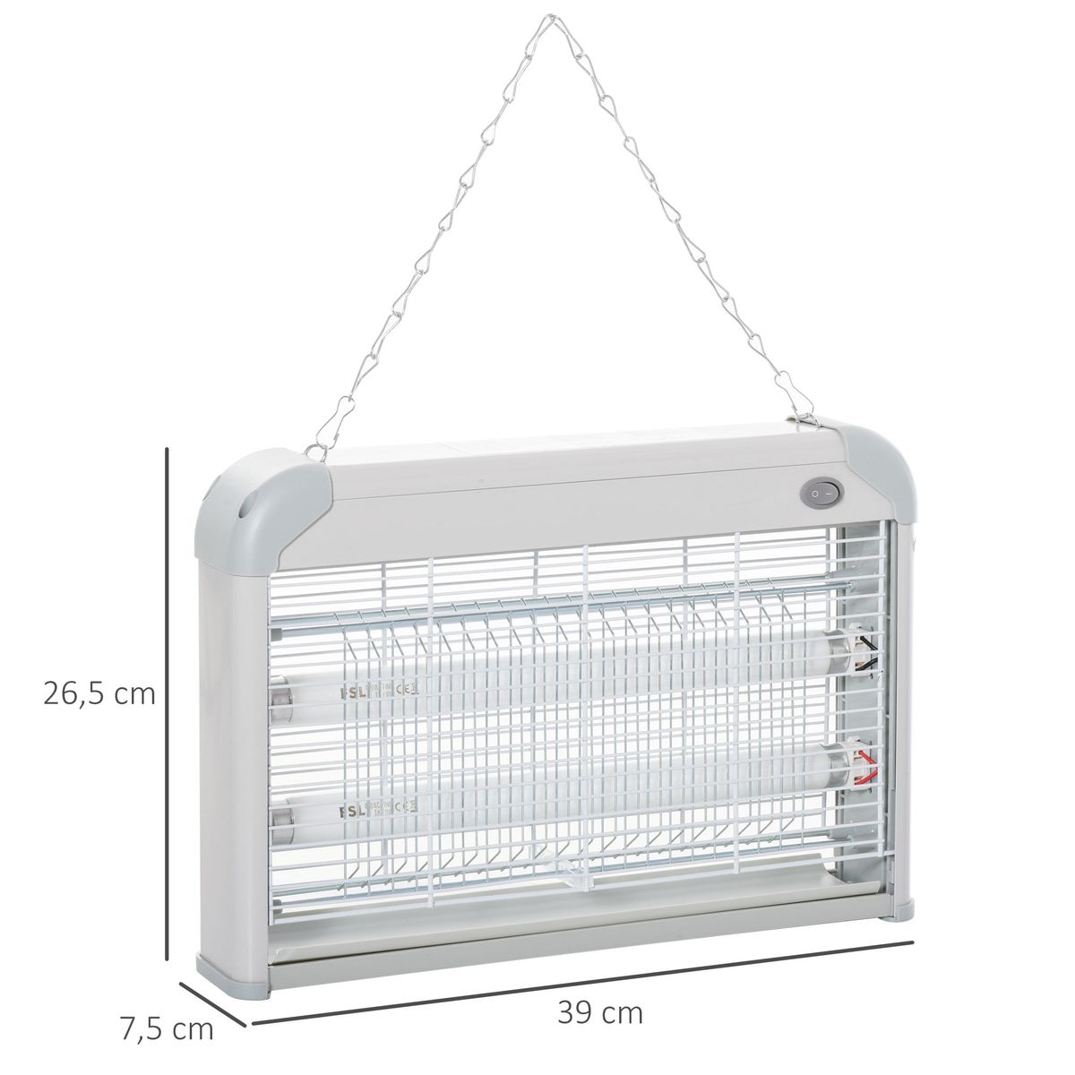 Lámpara antimosquitos Outsunny 20W luz ultravioleta blanco 26,5x39x7,5 cm 3