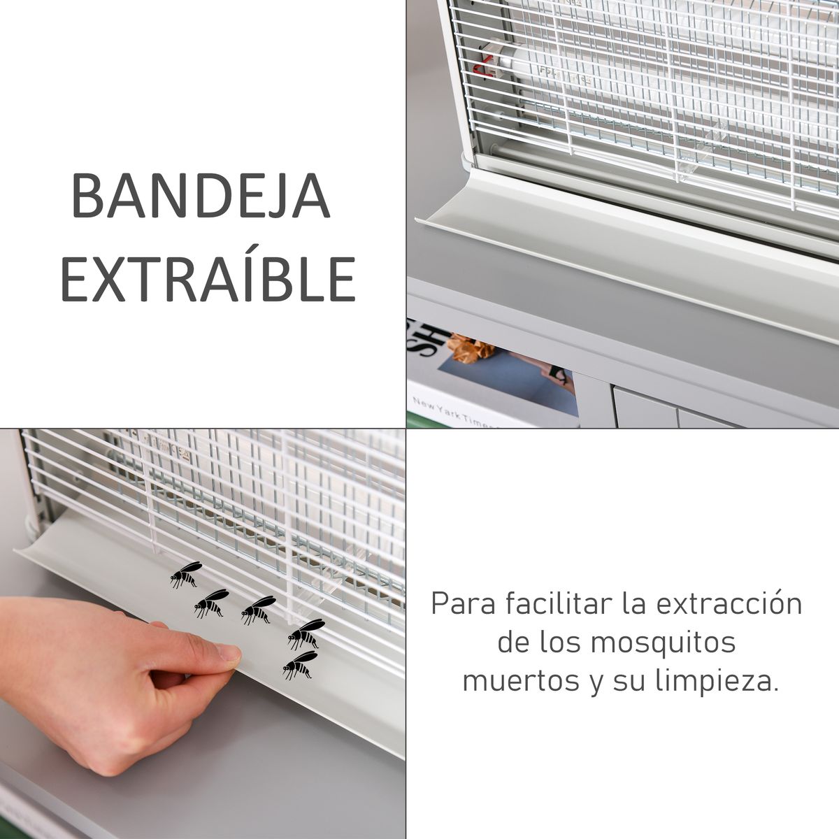 Lámpara antimosquitos Outsunny 20W luz ultravioleta blanco 26,5x39x7,5 cm 4