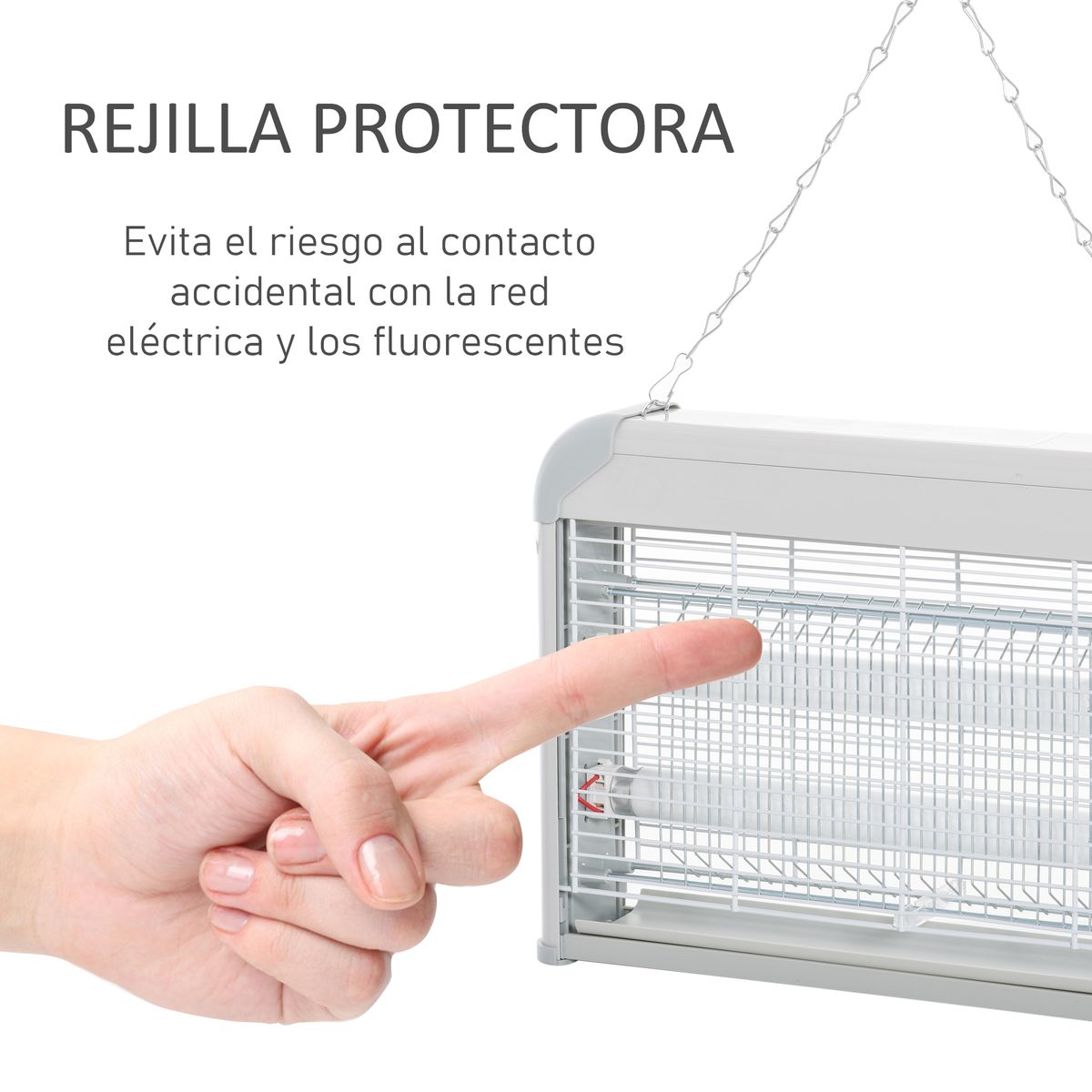 Lámpara antimosquitos Outsunny 20W luz ultravioleta blanco 26,5x39x7,5 cm 5