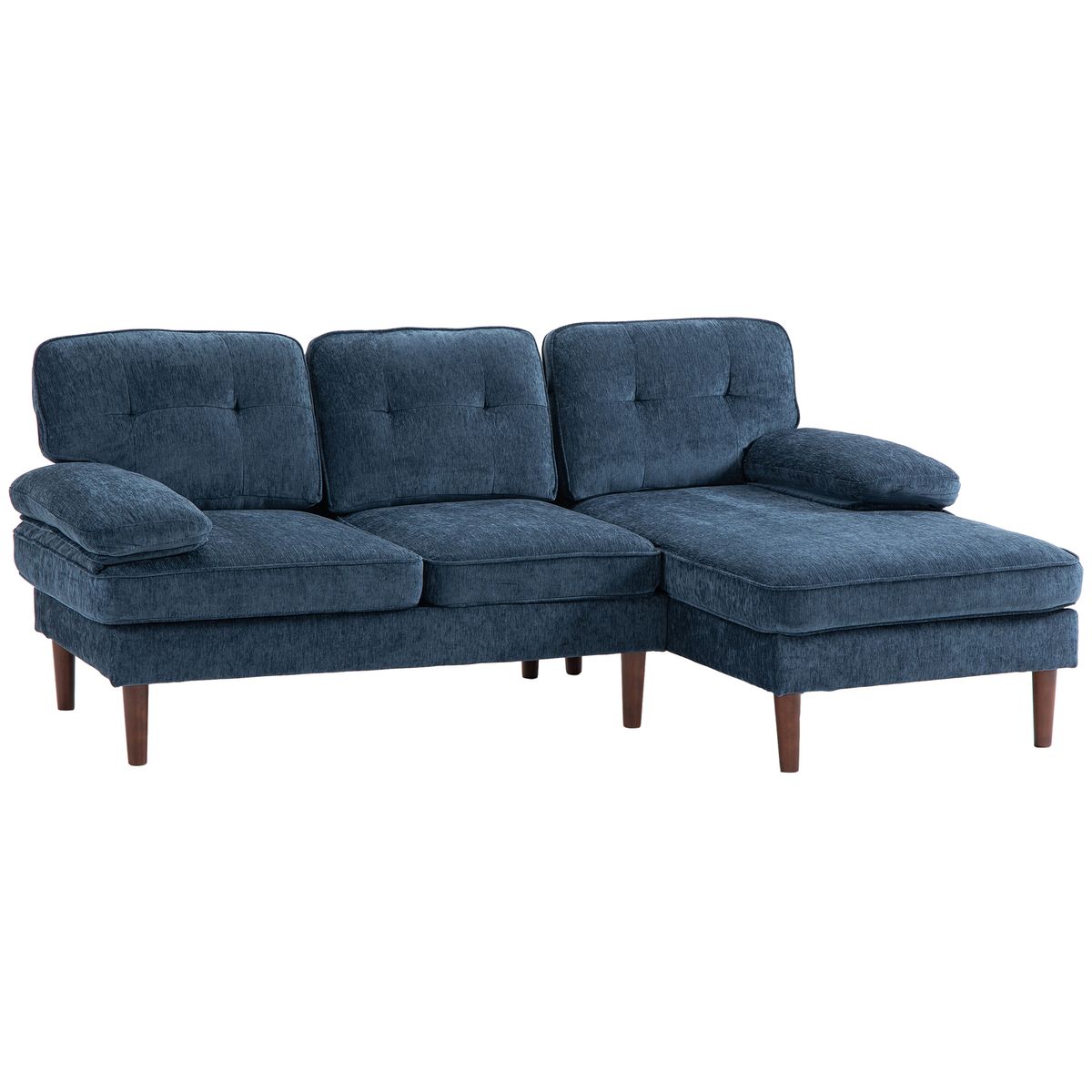 Sofá chaiselongue Tanger Homcom tapizado azul 88x215x142 cm