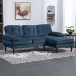 Sofá chaiselongue Tanger Homcom tapizado azul 88x215x142 cm