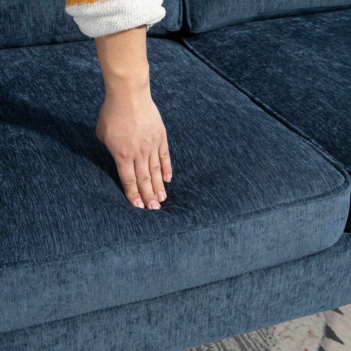 Sofá chaiselongue Tanger Homcom tapizado azul 88x215x142 cm